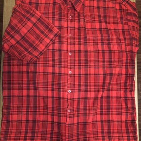Woolrich Shirt Adult Large Red Black Button Up Shirt Sleeve Mens Flannel - Picture 4 of 9